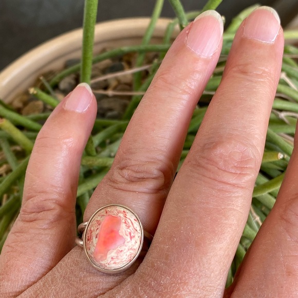 Pink Fire Opal Sterling Ring - Picture 3 of 3